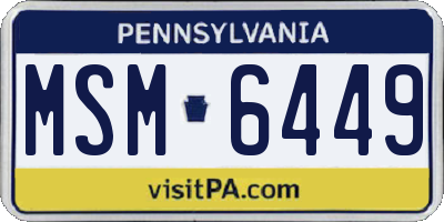 PA license plate MSM6449