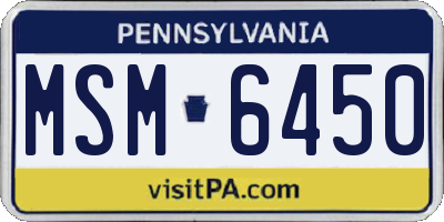 PA license plate MSM6450