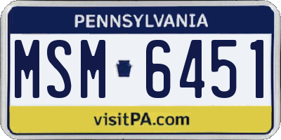 PA license plate MSM6451