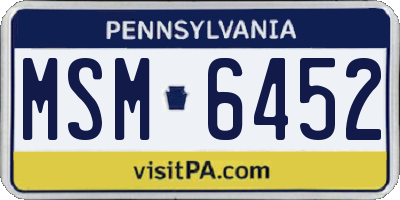 PA license plate MSM6452