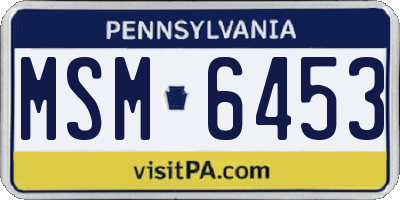 PA license plate MSM6453