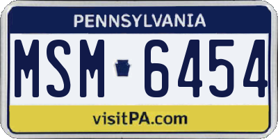 PA license plate MSM6454