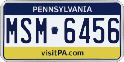PA license plate MSM6456
