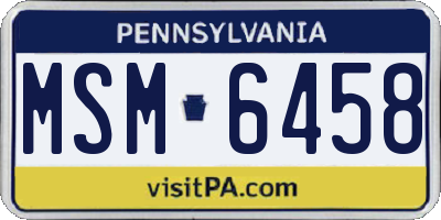 PA license plate MSM6458