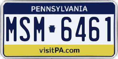 PA license plate MSM6461
