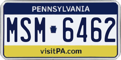 PA license plate MSM6462
