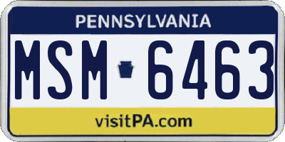 PA license plate MSM6463