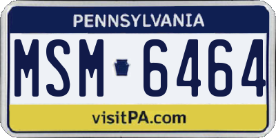 PA license plate MSM6464