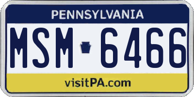 PA license plate MSM6466