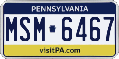 PA license plate MSM6467