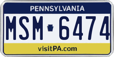 PA license plate MSM6474