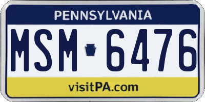 PA license plate MSM6476