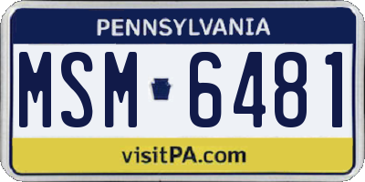 PA license plate MSM6481