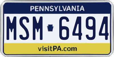 PA license plate MSM6494