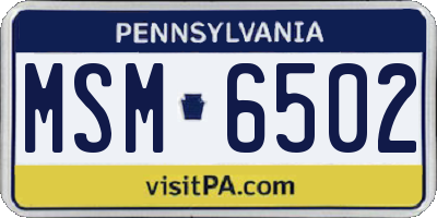 PA license plate MSM6502