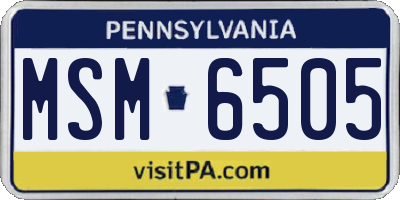 PA license plate MSM6505