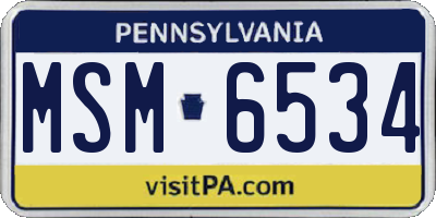 PA license plate MSM6534