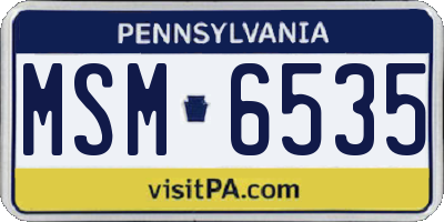 PA license plate MSM6535