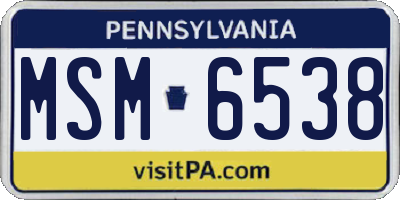 PA license plate MSM6538