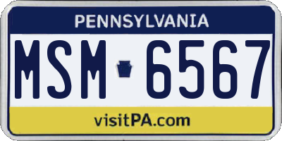 PA license plate MSM6567