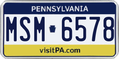 PA license plate MSM6578
