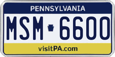 PA license plate MSM6600