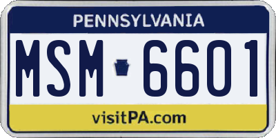 PA license plate MSM6601
