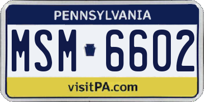 PA license plate MSM6602