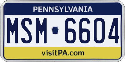 PA license plate MSM6604