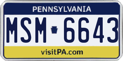 PA license plate MSM6643