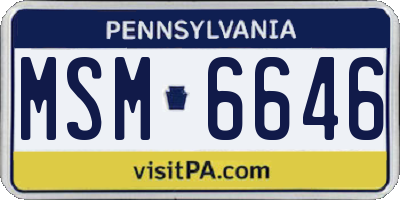 PA license plate MSM6646
