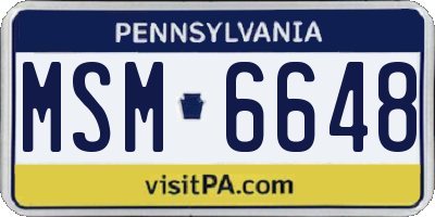 PA license plate MSM6648
