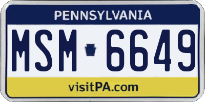 PA license plate MSM6649