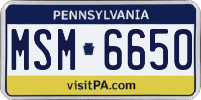 PA license plate MSM6650