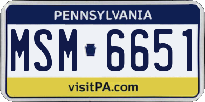 PA license plate MSM6651