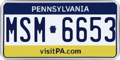 PA license plate MSM6653