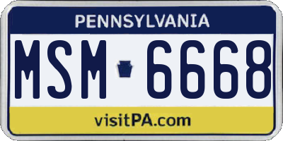 PA license plate MSM6668