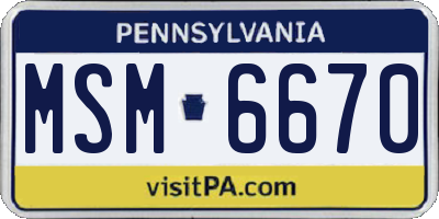 PA license plate MSM6670