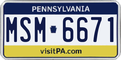 PA license plate MSM6671