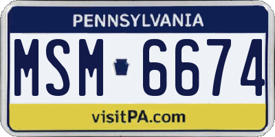 PA license plate MSM6674
