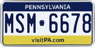 PA license plate MSM6678