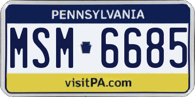 PA license plate MSM6685