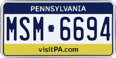 PA license plate MSM6694