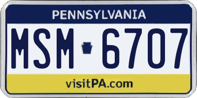 PA license plate MSM6707