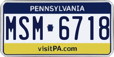 PA license plate MSM6718