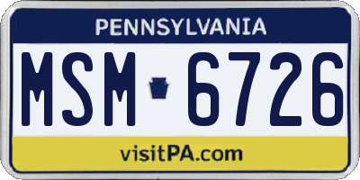 PA license plate MSM6726