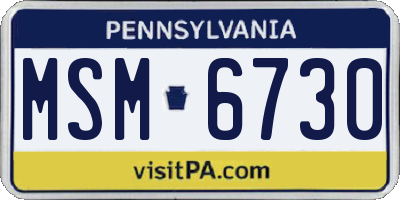 PA license plate MSM6730