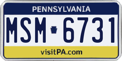 PA license plate MSM6731