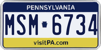 PA license plate MSM6734