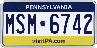 PA license plate MSM6742
